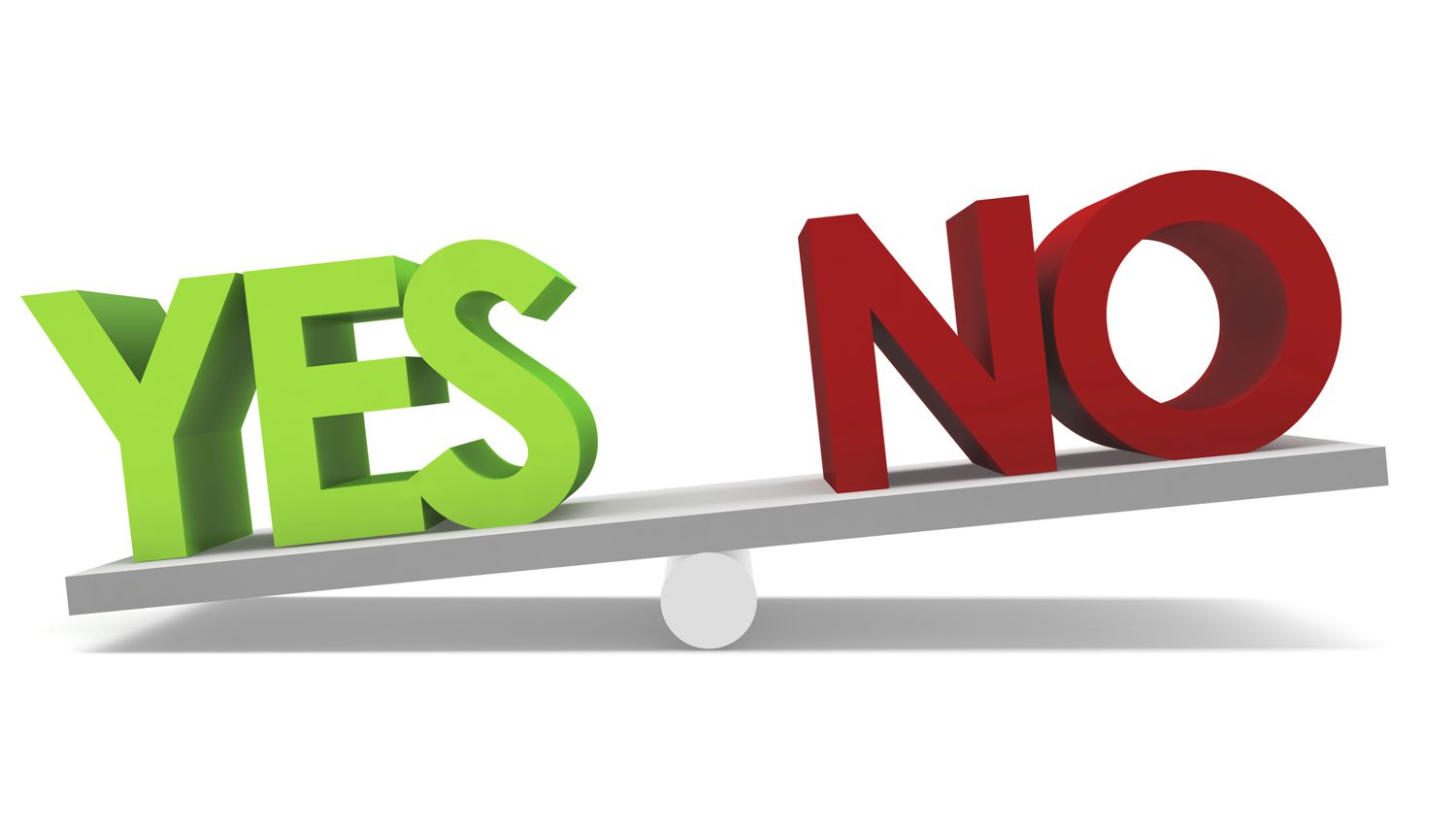 Yes and No shown on opposite sides of a balance